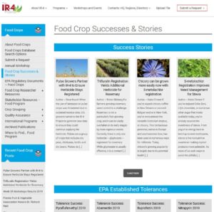 screen short of food crop success stories page