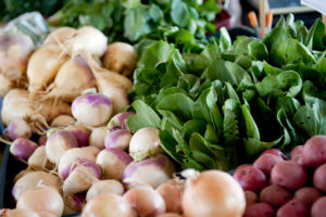 Onions, leafy greens, potatoes and other vegetables