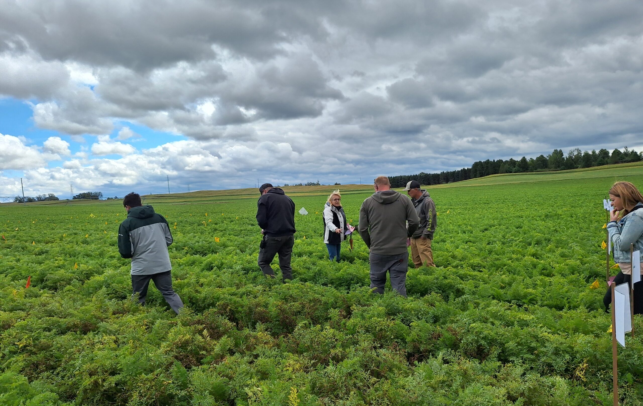 Mary in the field with growers.