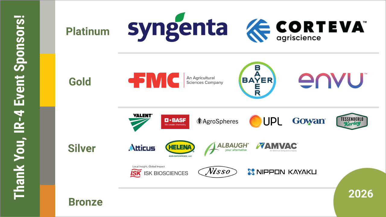 260625-Sponsor-Slide-Main Slide featuring IR-4's 2026 event sponsor logos as of June 25, 2026